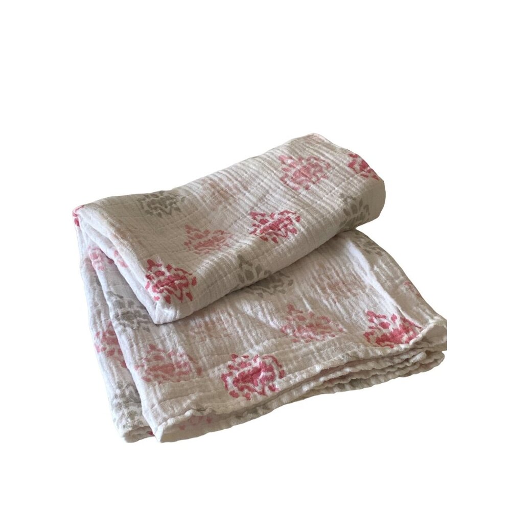 angel dear baby blanket lovey muslin white pink gray crib stroller 39x44